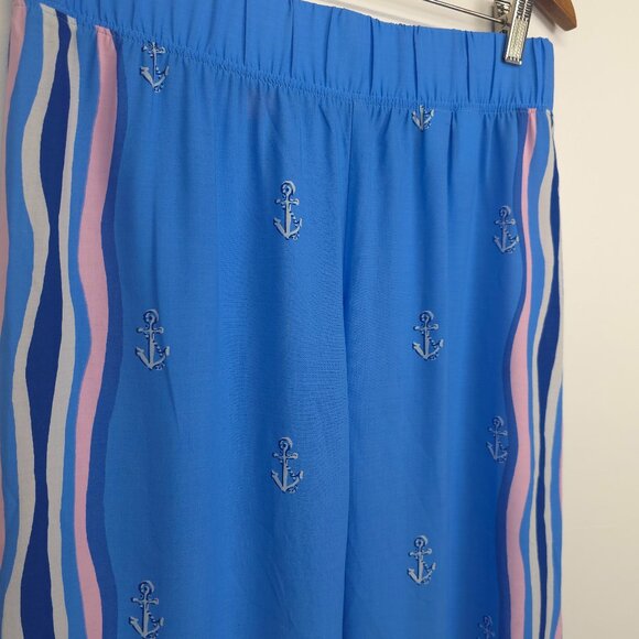 NWOT Lilly Pulitzer Bal Harbour Palazzo Blue A Lil Nauti Engineered Pants  Small - Picture 7 of 13